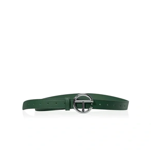 Green Telfar Belt with Chrome Logo Buckle ( worn once) - Picture 3 of 5